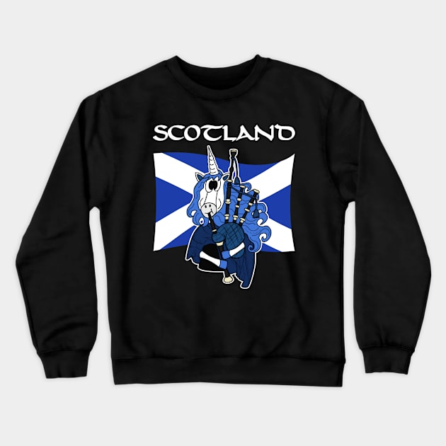 Scotland Unicorn Playing Bagpipes Scottish St Andrews Day Crewneck Sweatshirt by doodlerob